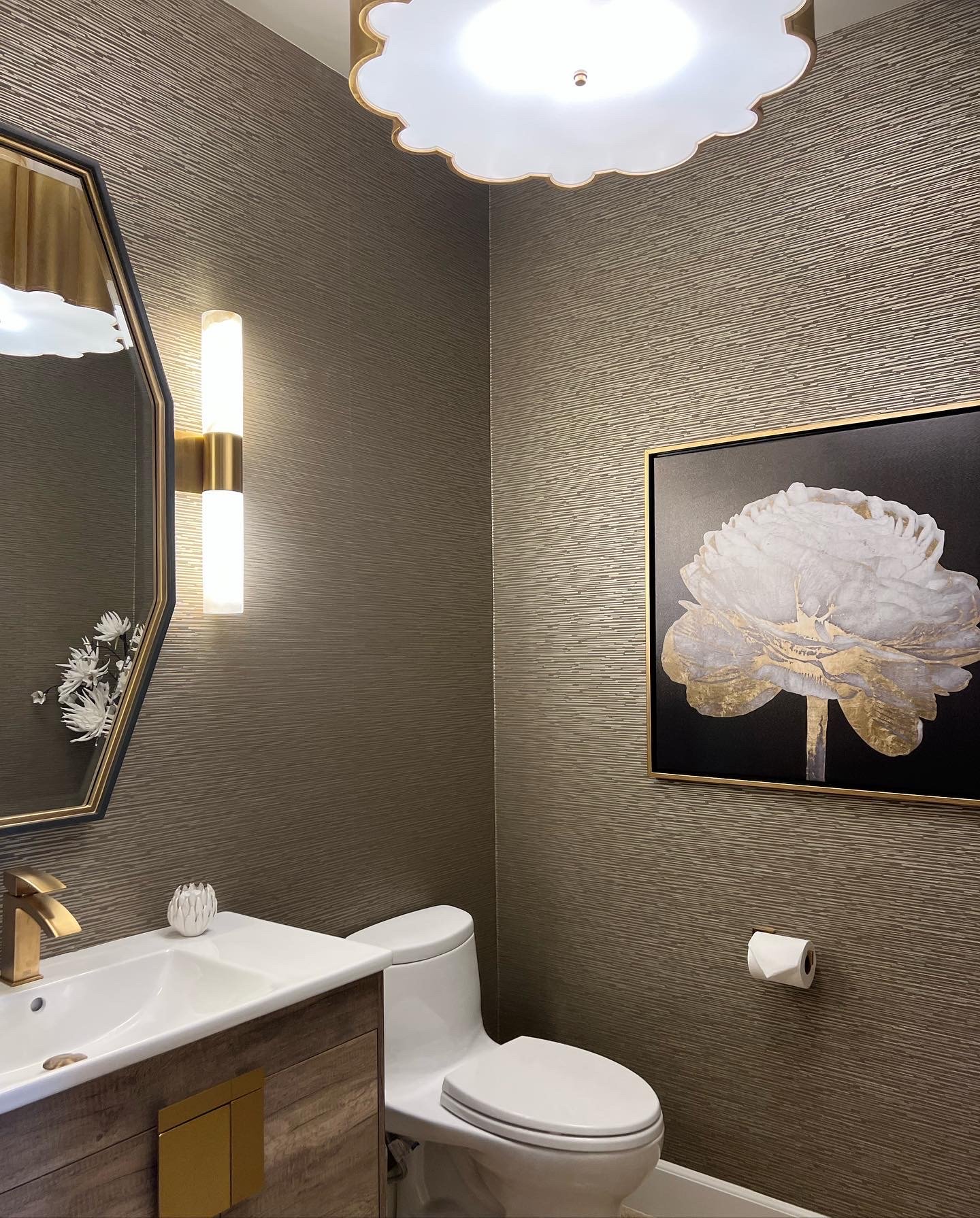 Luxe Glam Powder Bath Kitchen & Bath detail 2 by Gina Lauren Interiors, Orange County, CA