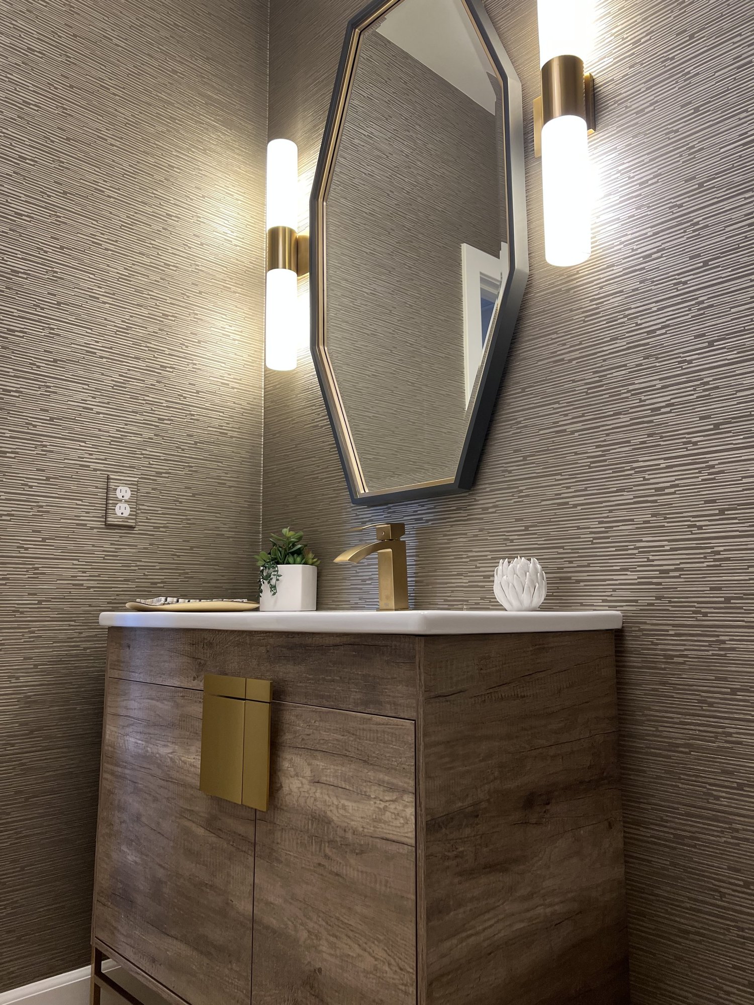 Luxe Glam Powder Bath Kitchen & Bath detail 3 by Gina Lauren Interiors, Orange County, CA