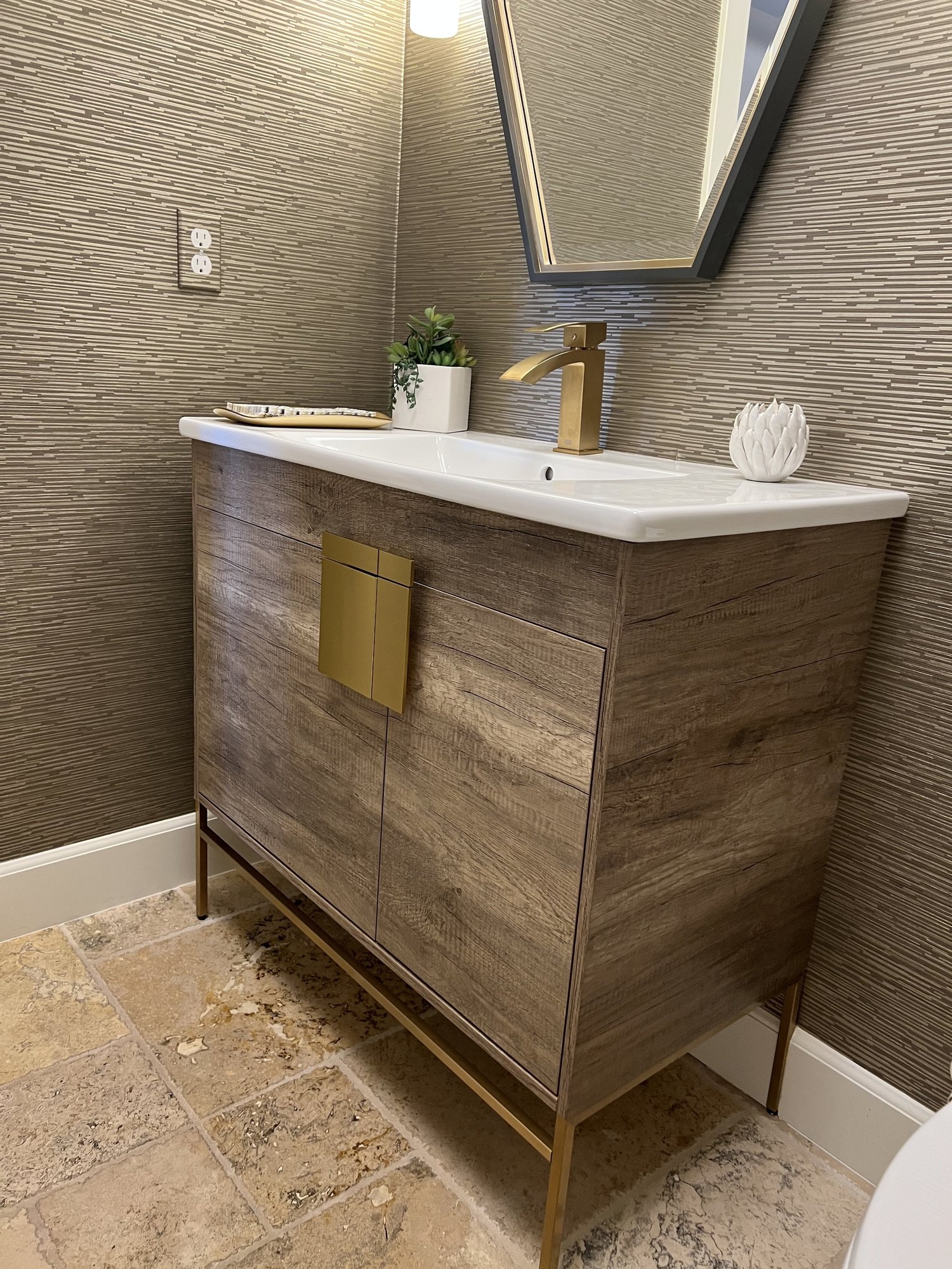 Luxe Glam Powder Bath Kitchen & Bath detail 4 by Gina Lauren Interiors, Orange County, CA