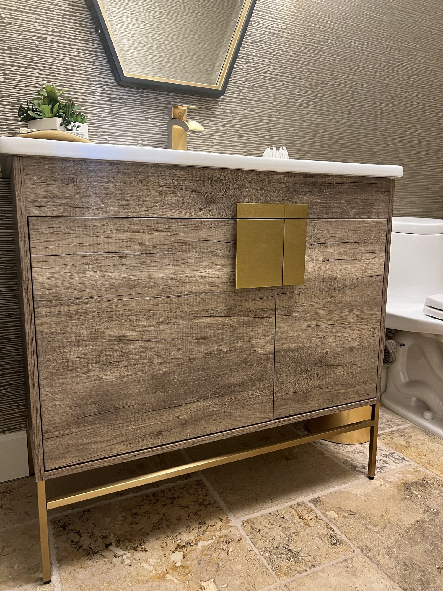 Luxe Glam Powder Bath Kitchen & Bath detail 6 by Gina Lauren Interiors, Orange County, CA