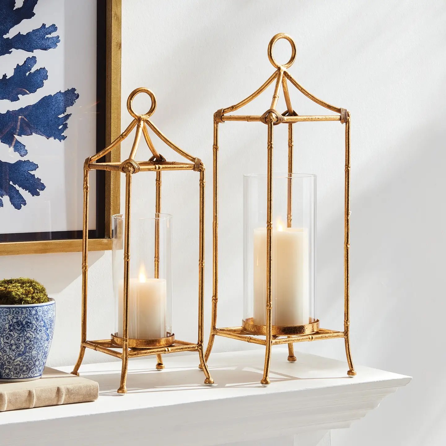 Daphne Lantern Large Antique Gold view 2, Gina Lauren Interiors Curations Studio