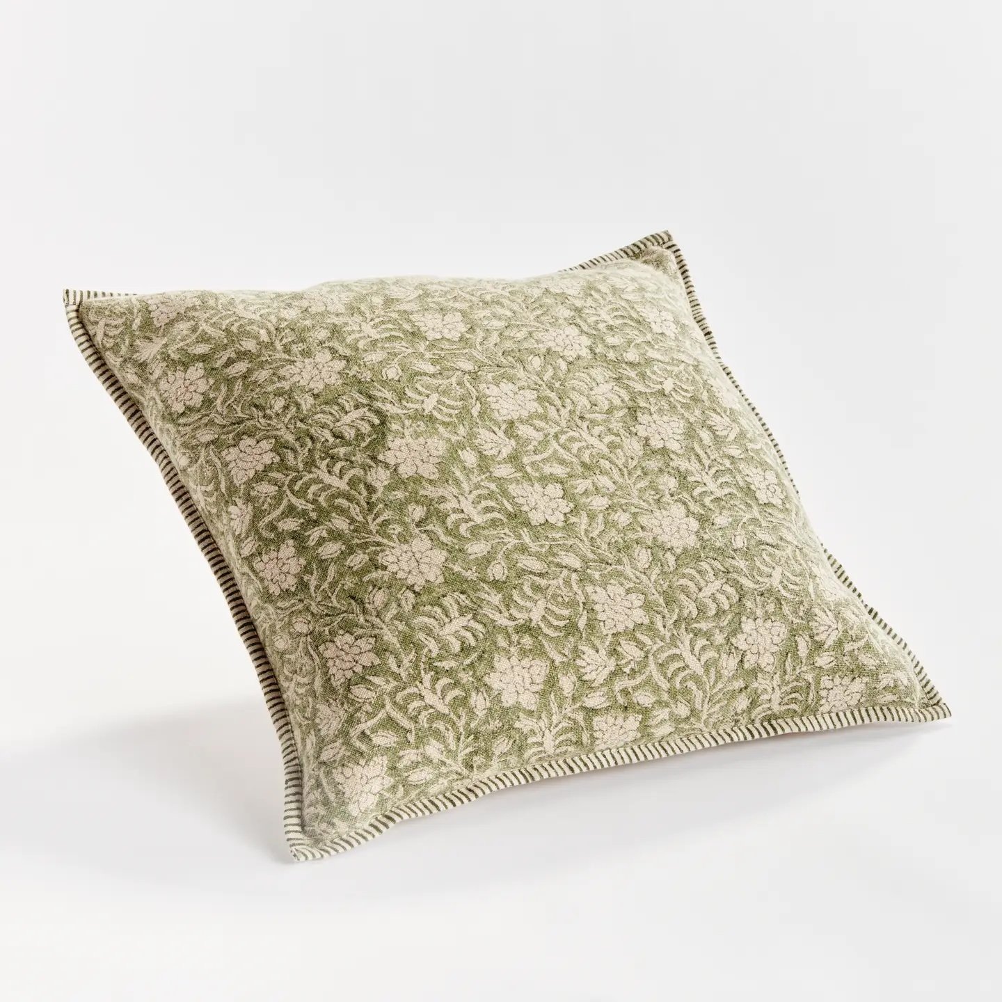 Henriella European Linen Pillow 20" Green view 2, Gina Lauren Interiors Curations Studio
